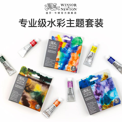 【新品】温莎牛顿法国进口专业级水彩5ml6色主题套装艺术家水彩温莎色基础色沉淀色套装管状水彩