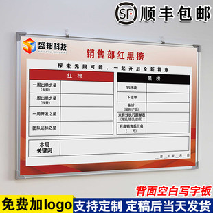 销售部红黑榜 白板定制内容白板小黑板写字板工厂车间生产管理任务计划大看板挂墙式可擦写留言书写看板墙贴