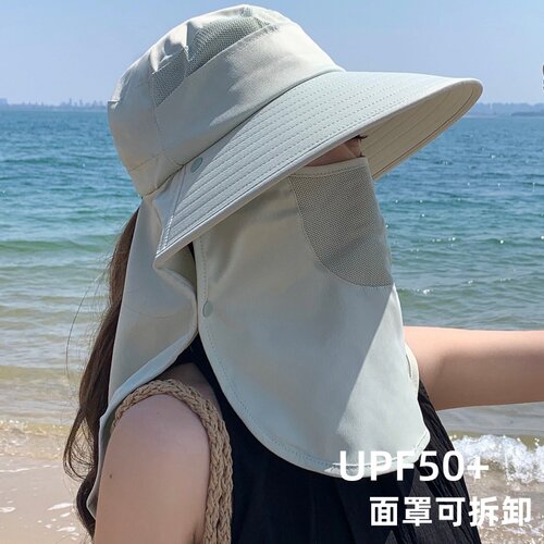 夏季UPF50+大檐全脸防晒帽