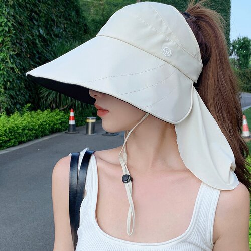 空顶夏季黑胶大檐防晒女款太阳帽
