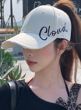 半空顶宽檐棒球帽女夏季显脸小