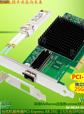 GRIS 25G服务器PCI-E万兆SFP28光纤网卡MCX4411A-ACAN视觉采集Mellanox迈洛思ConnectX-4电脑Dual Server NIC