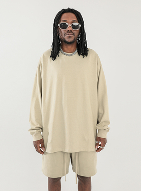 425G重磅纯色长袖T恤男潮牌高街百搭打底衫OVERSIZE宽松内搭上衣