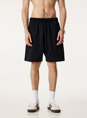 440G重磅纯色运动短裤男潮牌KANYE侃爷高街休闲健身基础百搭裤子