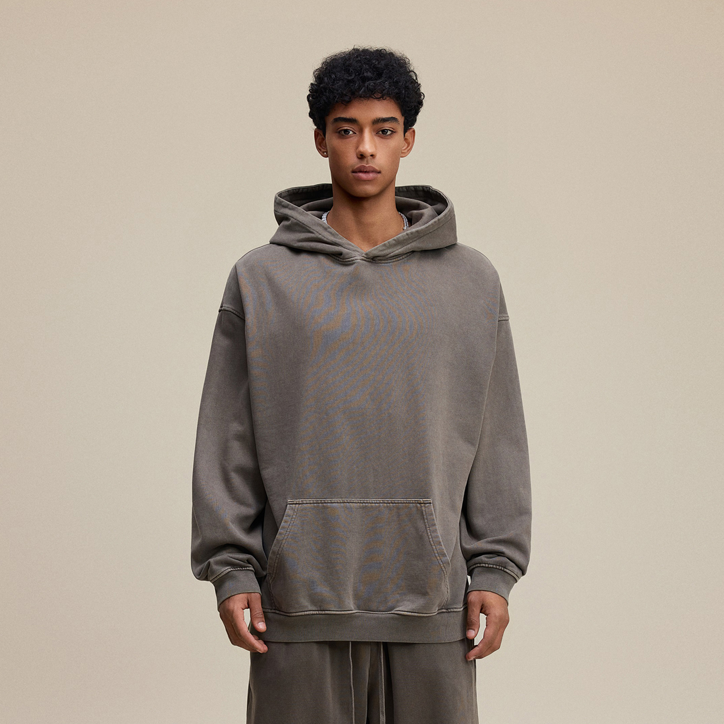 480G重磅做旧宽松连帽卫衣男