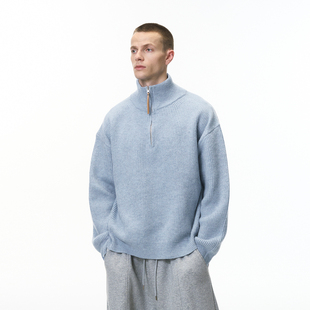 美式复古老钱风半拉链立领毛衣男秋冬休闲松弛慵懒通勤内搭针织衫