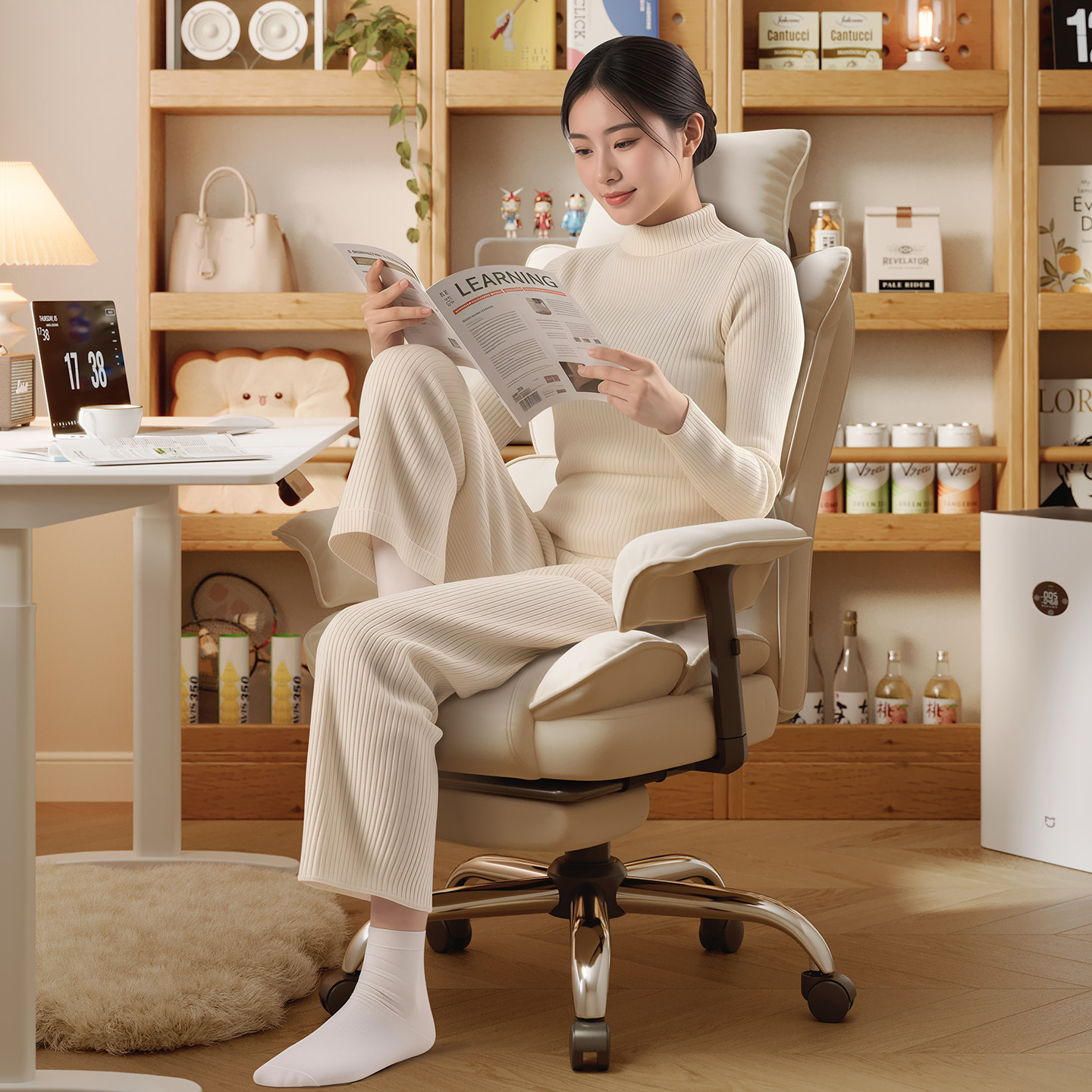 电脑椅沙发椅家用舒适久坐办公椅女生电竞椅子打游戏懒人可躺座椅