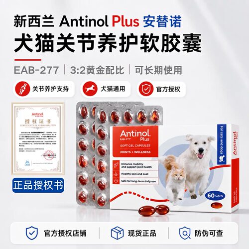 新西兰进口安它诺Antinol安替诺软骨素宠物鱼油猫狗关节277安适得