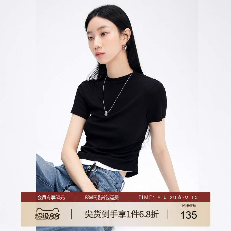 她图专柜通勤修身气质针织T恤女短袖2026年夏装新款简约洋气上衣图片