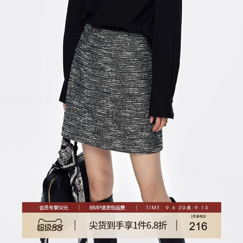 她图商场同款通勤高腰简约半身裙女短款2026秋季新款显瘦A字裙子图片