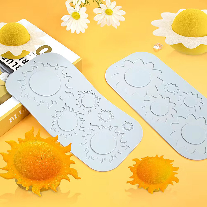 6连太阳花翻糖蕾丝垫 大小太阳料理摆盘装饰蛋糕烘焙硅胶脆片模具