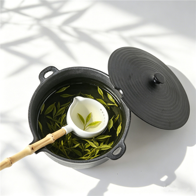 景德镇手工黑陶日式带盖煮茶碗