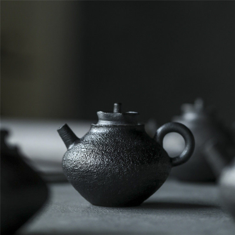 景德镇纯手工柴烧赤黑紫砂茶壶侘寂风家用日式泡茶壶单壶功夫茶具