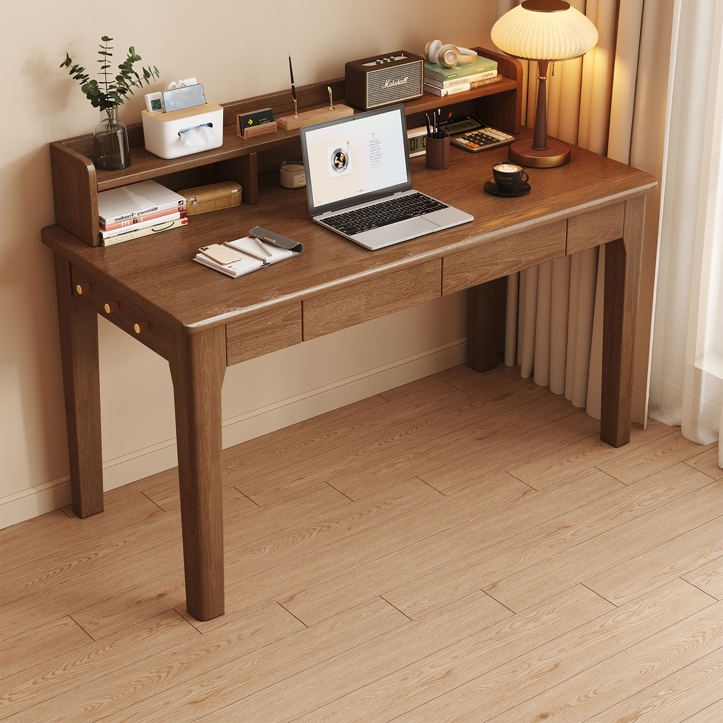 实木书桌现代简约学习桌学生家用客厅多功能办公桌子书房电脑桌