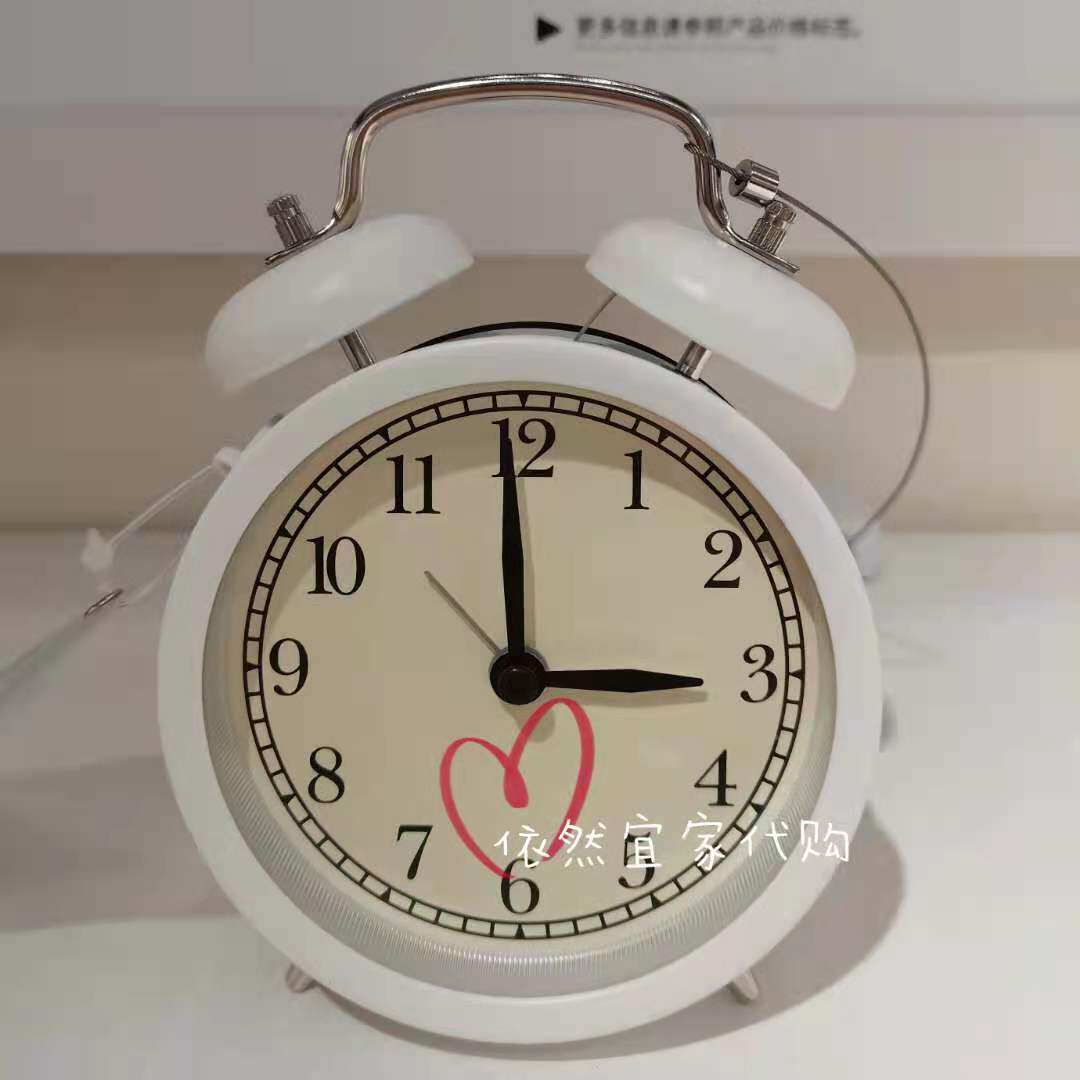 宜家ikea德卡/葡莉拉 白色天蓝色小闹钟迷你精致小巧闹钟时钟