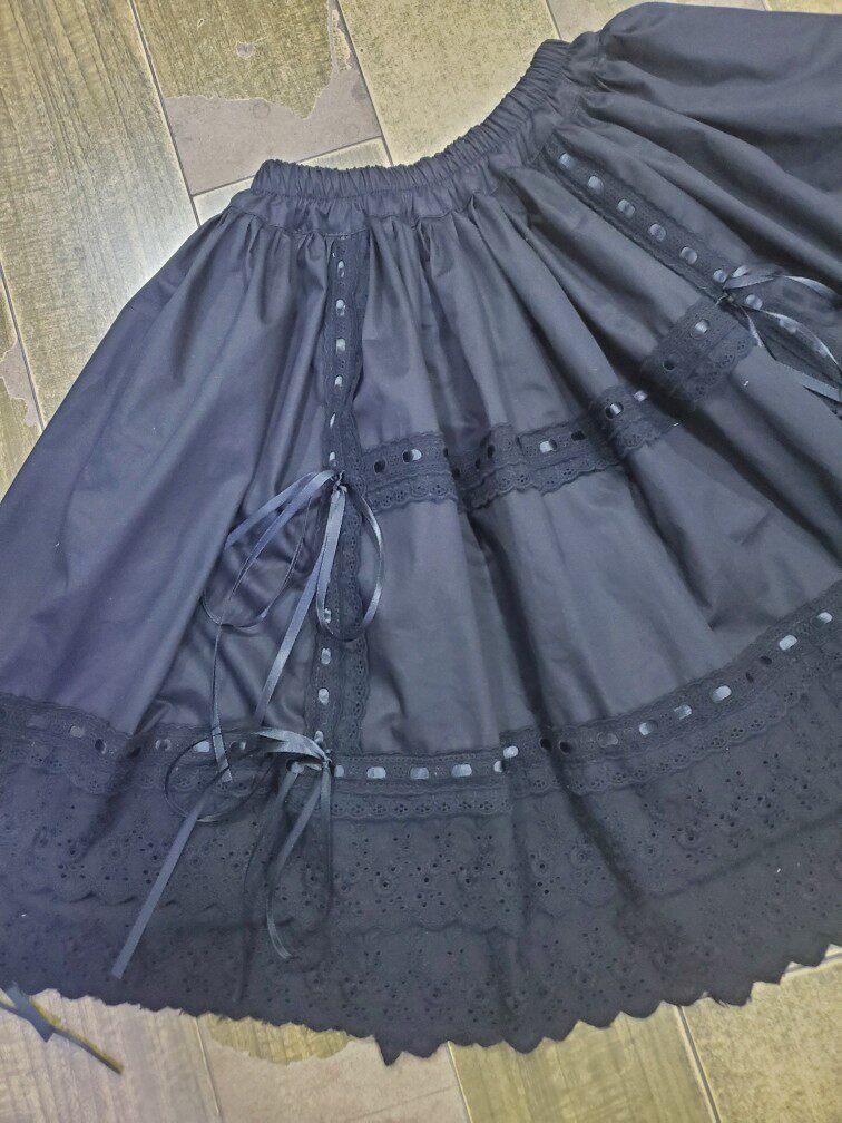 thumbnail for lolita embroidered cotton skirt, cotton half-length base skirt, small volume, anti-permeable skirt, cotton base skirt
