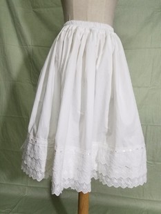 棉布打底裙 小蓬度防透裙 lolita3刺绣纯棉制小裙 棉布半身打底裙