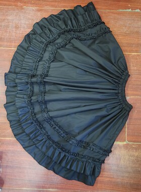 lolita刺绣纯棉制小裙 棉布半身打底裙 小蓬防透裙 玫瑰花边衬裙