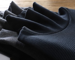 t恤大码 女针织长袖 内搭上衣春 细条纹纯棉棉毛高领打底衫 柔软保暖