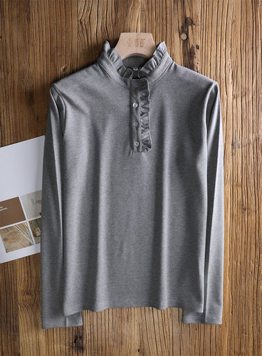 宽松通勤木耳领长袖棉柔软亲肤