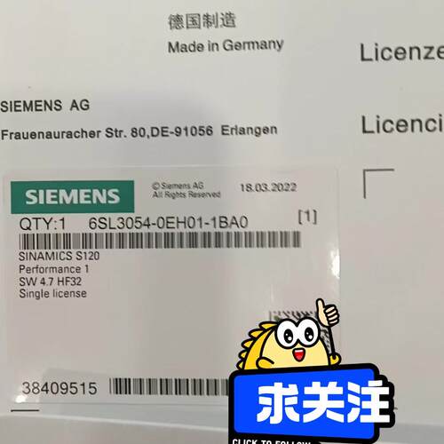 议价6SL3054-0EH01-1BA0-Z=F01-F02 S120工控性能许可证模块维修