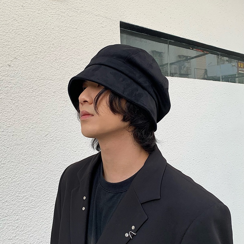 日系素颜遮脸复古麂皮绒渔夫帽子