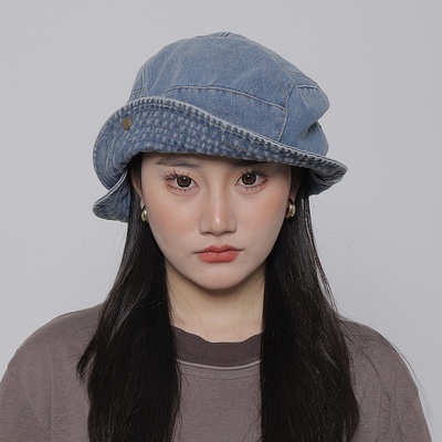 WORLDWIDE 日系复古小众不规则设计牛仔渔夫帽大头围显脸小盆帽潮