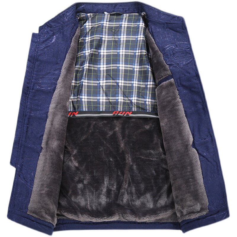 MIDDLE-AGED AND ELDERLY MENS TANG JACKET FLEECE THICKENED DAD COSTUME CHINESE STYLE GRANDPA TOP WINTER COAT SUIT MEN
