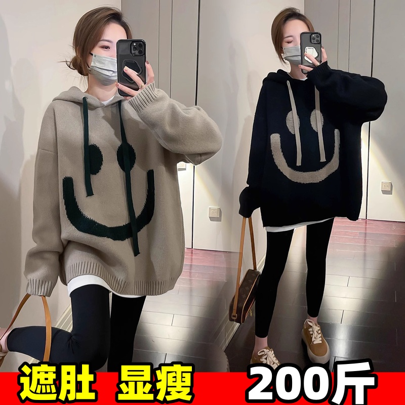 加厚大码孕妇笑脸毛衣秋冬装百搭