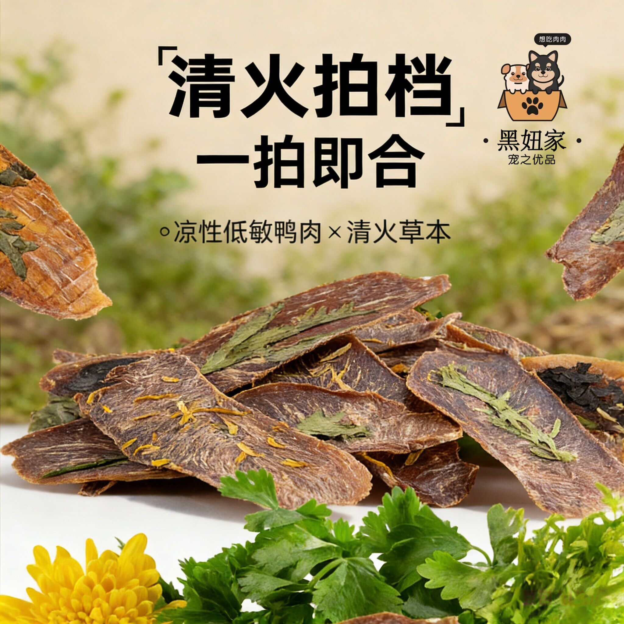 yeepet狗狗风干鸭肉干清火零食幼犬淡化泪痕苦菊鸭胸片90g袋零食