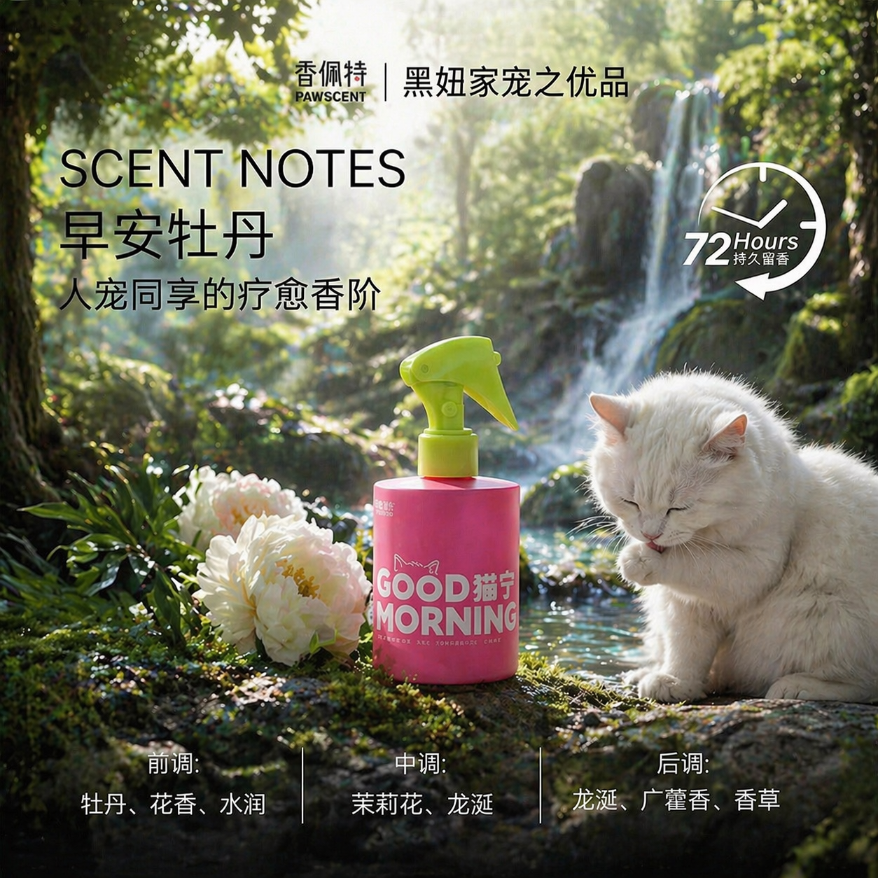 香佩特早安牡丹宠物除臭喷雾猫狗通用持久留香室内除菌剂母婴安全