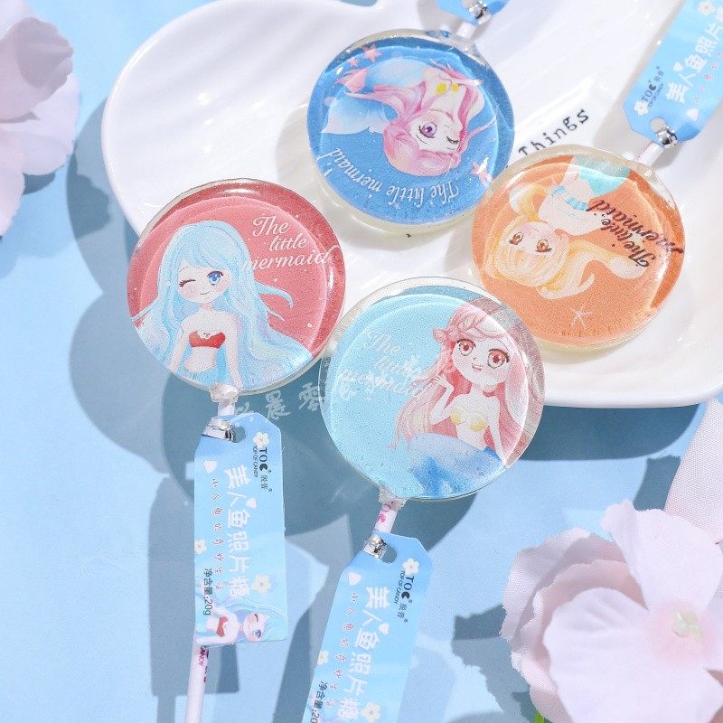 脱普卡通美人鱼高颜值照片棒棒糖 圣诞节儿童礼物24支包邮