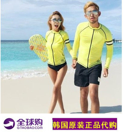 现货韩国进口情侣装男女柠檬黄划水衣速干潜水服外套1338