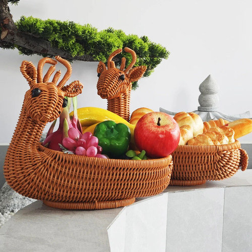 仿藤编动物摆放干果零食收纳筐