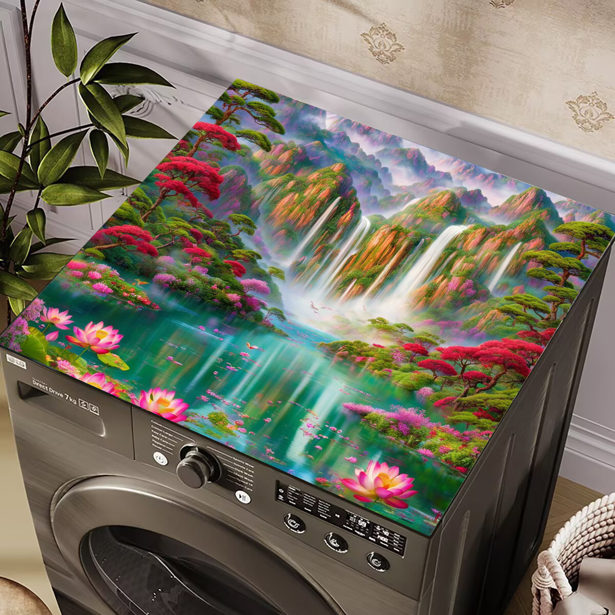 滚筒洗衣机盖垫防水防尘罩床头柜微波炉盖巾冰箱盖布防晒免洗硅藻