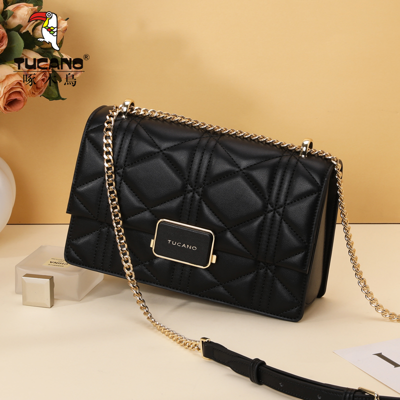 啄木鸟女士菱格链条包2025新款小众设计单肩斜挎包百搭小方包女包