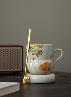 缘宿桂花金鱼咖啡杯水杯陶瓷高颜值陶瓷咖啡专用杯礼盒装定logo