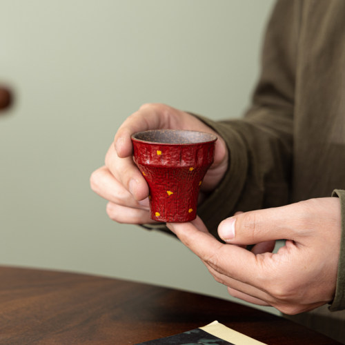 漆红洒金茶杯收工粉引文人茶器茶杯功夫茶具个人品茗杯茶杯主人杯