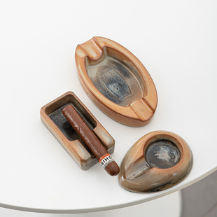 志野烧柴烧雪茄专用烟灰缸单人陶瓷复古高级防飞灰创意中式定logo