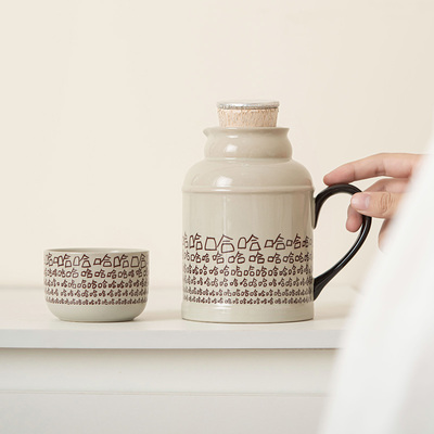 哈哈小暖壶杯子马克杯带盖中式陶瓷水杯保温瓶泡茶办公杯子定logo