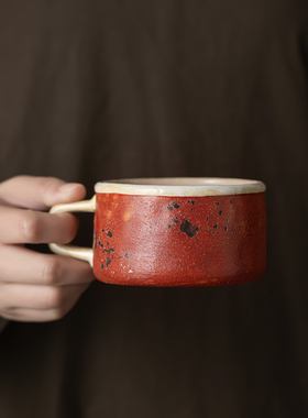 老岩泥复古文艺咖啡杯喝水杯艺术咖啡馆陶瓷杯下午茶杯跨境定logo