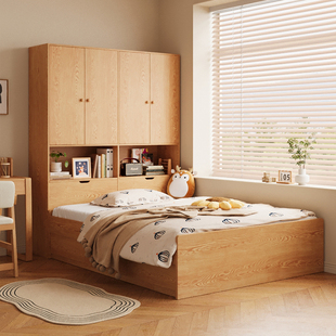 儿童衣柜床小户型儿童房储物单人床卧室床1米5儿童床带储物空间