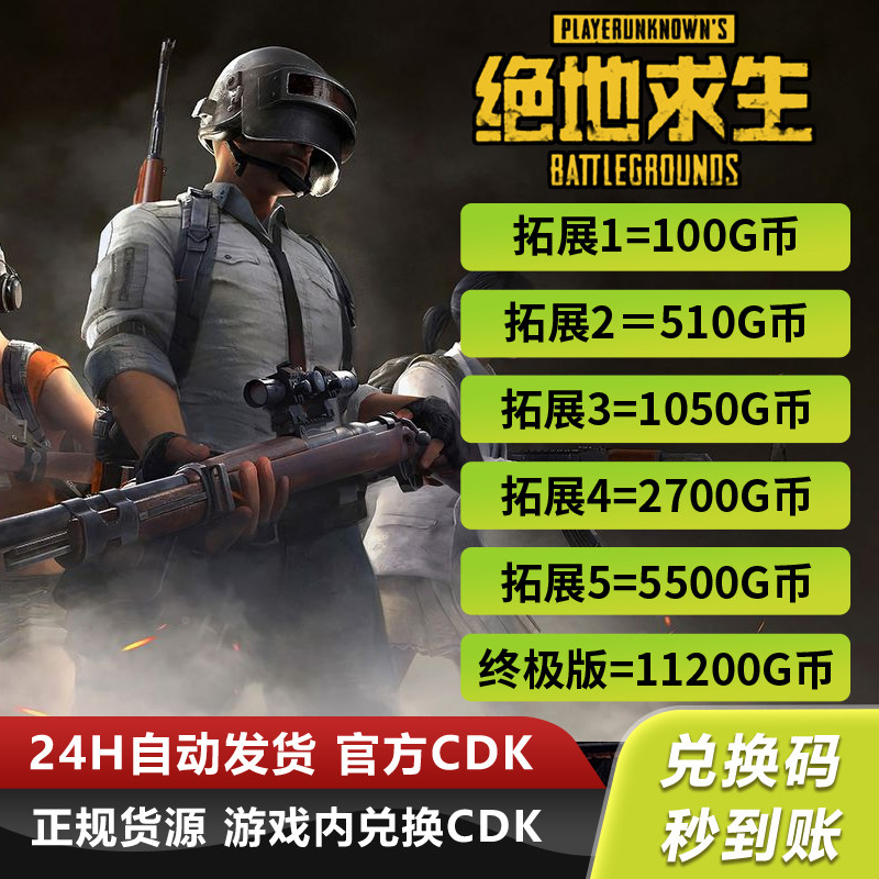 PUBGG币CDK兑换码绝地求生金币吃鸡G游戏币皮肤点卷官方充值