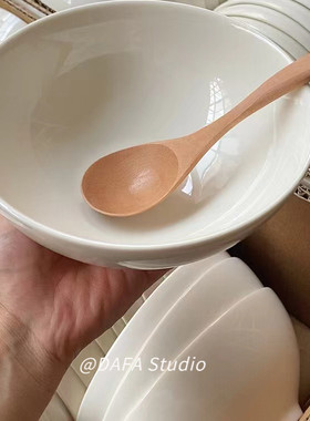 ins韩风简约奶白陶瓷大碗