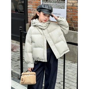胖东来山姆儿童羽绒服女童装冬季新款女孩加厚白鸭绒冬款小羊皮保