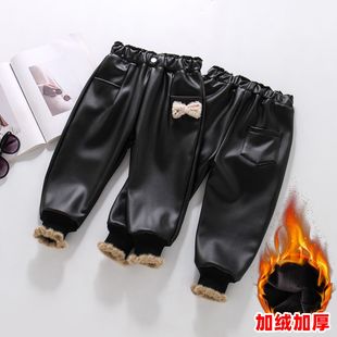 胖东来山姆童装冬季新款男童加绒皮裤幼儿园宝宝裤子加厚女童保暖