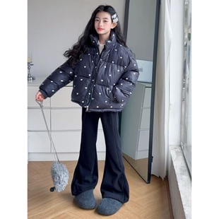 胖东来山姆女童冬装棉服中大女孩洋气儿童羽绒棉衣加厚中短款保暖