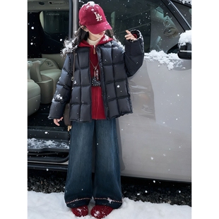 胖东来山姆女童羽绒棉服冬季新款女孩大童系短款棉衣保暖冬装加厚