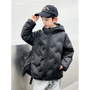 胖东来山姆儿童轻薄羽绒服新款冬装男童连帽外套90白鸭绒压花休闲