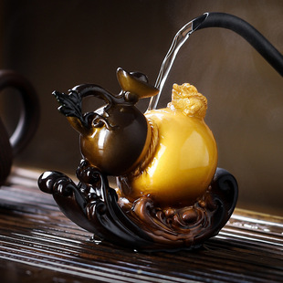 变色茶宠摆件中式高档创意招财葫芦功夫茶具配件茶玩台桌面装饰品